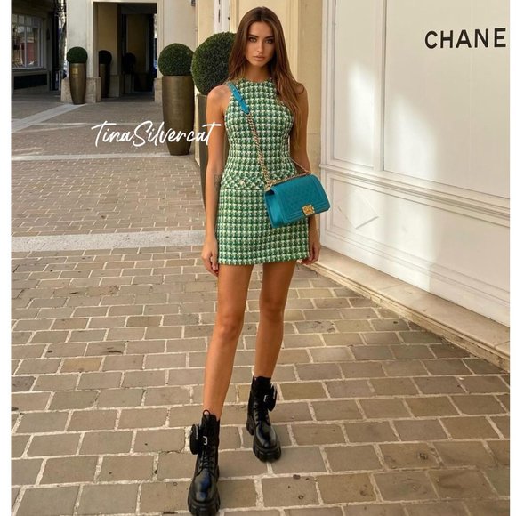 LAST ONE! BLOGGER'S FAVE! Zara Green Textured Weave Mini Dress Sz S, M, L NWT - Picture 14 of 17